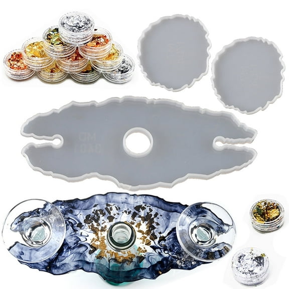 DIY Wine Glass Holder Resin Mold - Creative Craft Kit with Coaster Molds & Metallic Flakes for Unique Home Decor