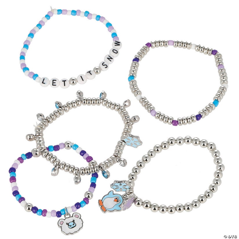 DIY Winter Stacked Beaded Bracelet Craft Kit - Makes 5