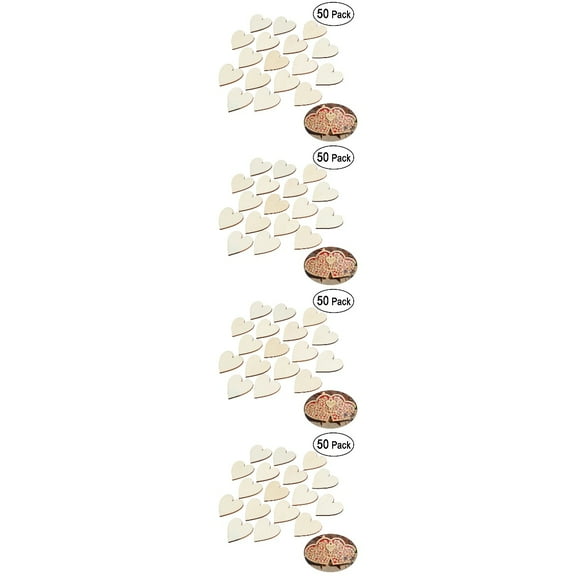 DIY Wood Slices Blank Unfinished Wooden Hearts Bulk Shapes Chips Bamboo 4 Pieces