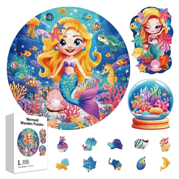 DIY Wooden Assembly Animal Toys Kits for Boys and Girls Dragonfly Model Puzzle for Intelligence Toys Mermaid 285x385x4mm box:19.8x15.9x5.5cm