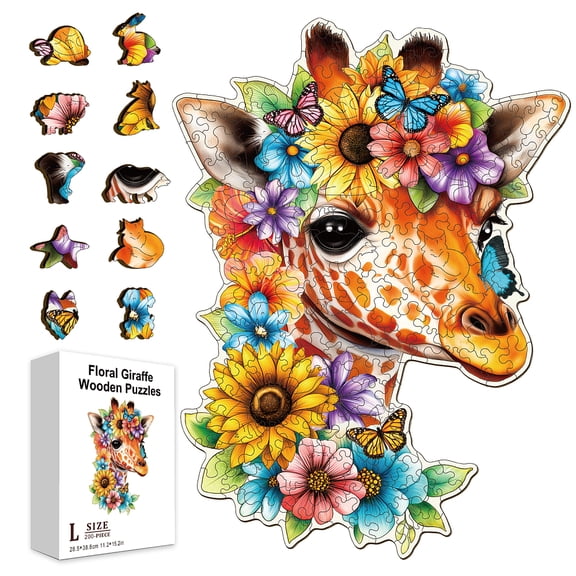 DIY Wooden Assembly Animal Toys Kits for Boys and Girls Intelligence Toys Giraffe 285x388x4mm box:19.8x15.9x5.5cm