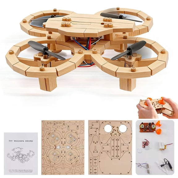 DIY Wooden Assembly RC Quadcopter Building Kits, Altitude Hold Quadcopter for Teens, High School Students, for Kids or Beginner,School Educational Science Kits