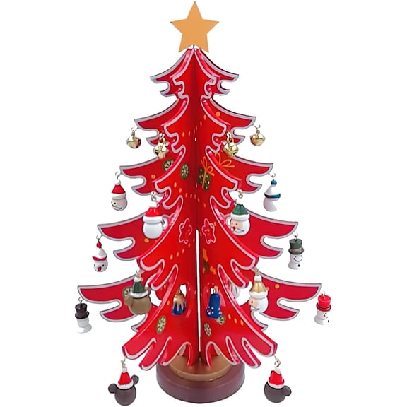 DIY Wooden Christmas Tree Ornament, 3D Tabletop Decor Set for Holiday Home Desktop Crafting, 1 Pc