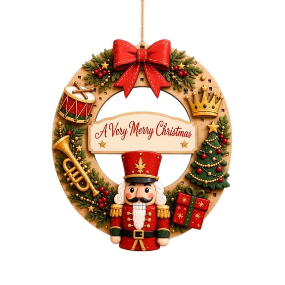 DIY Wooden Christmas Wreath Interchangeable Nutcracker Crown Accessories Jute Rope for Front Door Hanging and Craft