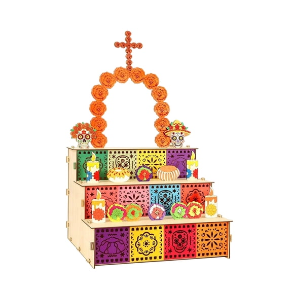 DIY Wooden Craft Altar And Offering Box Set, Halloween Home Wooden Decoration, Souvenir Box for Halloween Party Favor