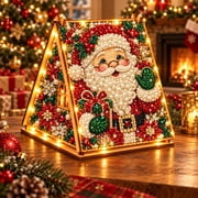 DIY Wooden Diamond Painting Pearl Tent House with Lights,Holiday Tabletop Art Craft Kit with String Lights,Festive Home Decor Gift for Crafters