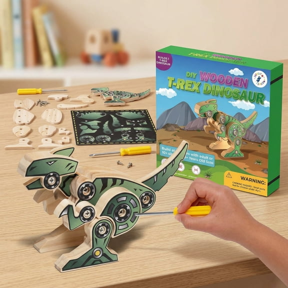 DIY Wooden Dinosaur Kit with Stickers (T-Rex)