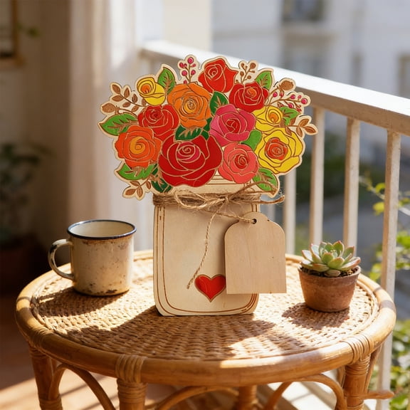 DIY Wooden Flower Craft Kit for Kids | Natural Linden Wood Painting Ornament | Graffiti Art & 3D Assembly Home Decor Gift