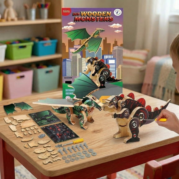 DIY Wooden Kit with Stickers - Monster Series (Monster Type 1 & 2)