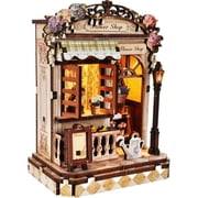 DIY Wooden Mini House Kit with LED Lights, 3D Puzzle Dollhouse for Adults, Laser Cut Mortise Tenon Craft Model, Bookshelf Decor Gift