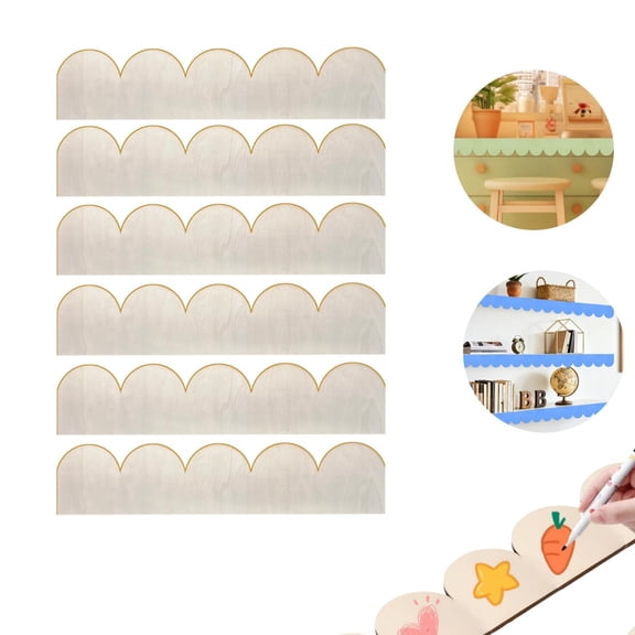 DIY Wooden Moulding Trim,Unfinished Scalloped Trim,Unfinished Wood Molding,DIY Moulding for Home Wall Window Cabinet Shelf Door Frames Decoration,6pcs,15.75x3.5x0.1in