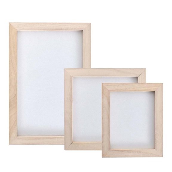 DIY Wooden Paper Frame Set 3 Sizes for Creative Papermaking Crafts
