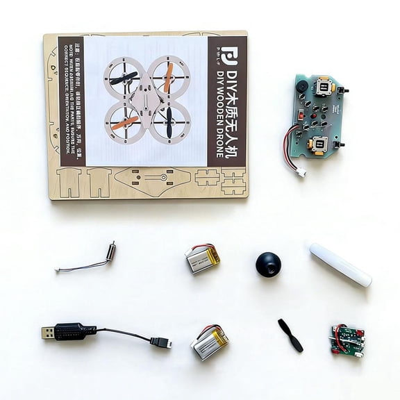DIY Wooden Quadcopter Kit, Build and Fly Your Own Educational Drone with Remote Control