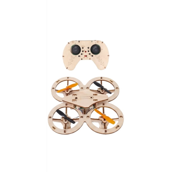 DIY Wooden RC Drone Kit, STEM Building Blocks Quadcopter, Remote Control Educational Science Project for Beginners, 5.9 in