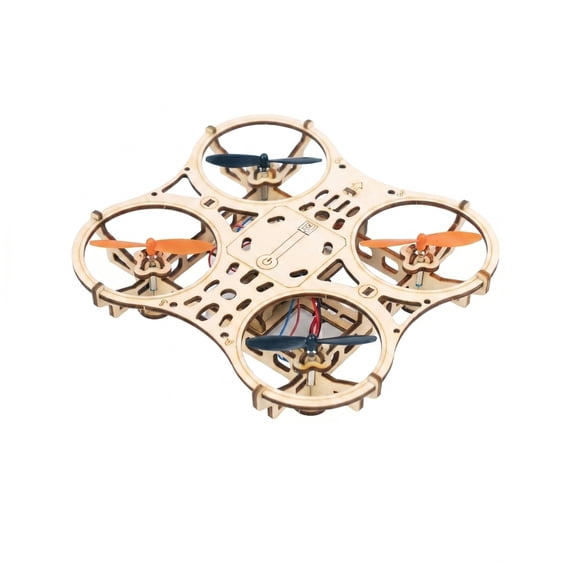 DIY Wooden RC Drone Kit, STEM Building Blocks Quadcopter, Remote Control Educational Science Project for Beginners, 5.9 in