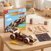 DIY Wooden Race Car with Stickers Open Wheel Type