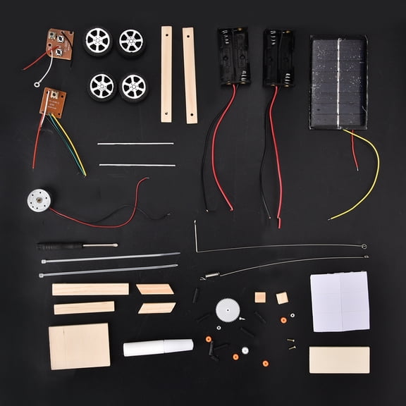 DIY Wooden Solar Remote Control Car Assembly STEM Science Kit Educational Wireless RC Toy, 4.7x4.3 in / 12x11 cm