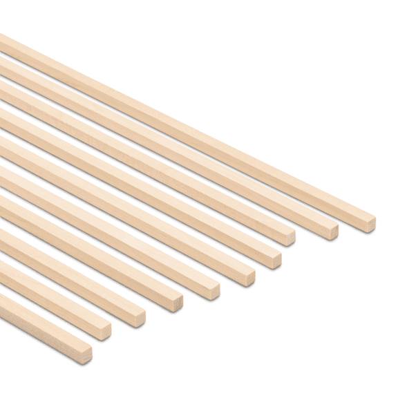 DIY Wooden Square Dowel Rod 1/4-inch x 18 Pack of 10 Hobby Wood Sticks for Crafts, Wood Trim & Architecture Model Making, by Woodpeckers