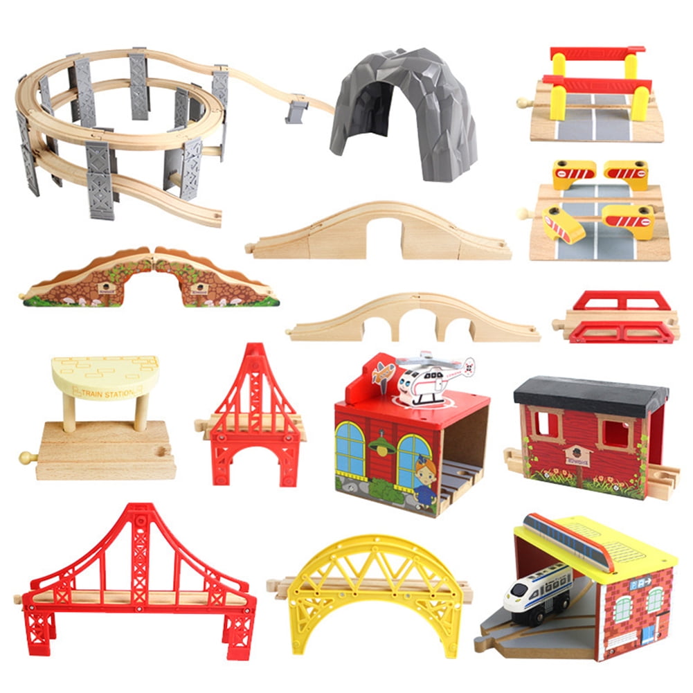 Wooden Train Track Building Blocks Diy Accessories Track Extension Kit  Compatible With Wooden Railway Track Children's Educational Toys