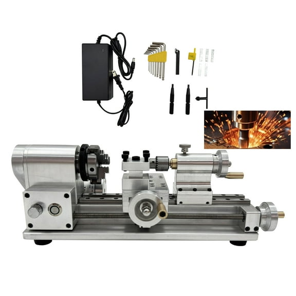 DIY Woodworking Homemade Small Lathe Desktop with Cutter Fixed Thimble 110V