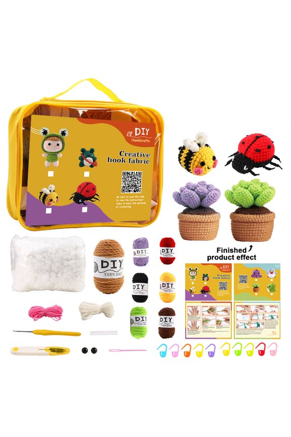 DIY Wool Crochet For Beginners Children Knitting Hooks Hand Knitting Tool Making Cute Woolen Keychain Dolls