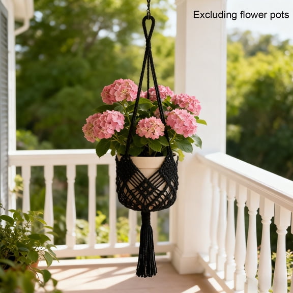 DIY Woven Hanging Basket Kit | Mesh Bag with Soft Cord for Flower Pots | Indoor & Outdoor Plants Decor | Cotton Material