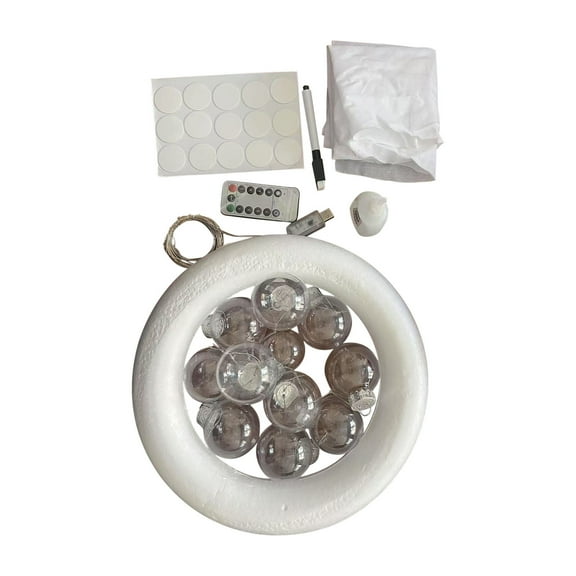 DIY Wreath Kit, Foam Wreath Forms with Light Up Balls, Craft Foam Circles, Round Polystyrene Rings, Craft Foam Wreath Circles for DIY Halloween Christmas Holiday