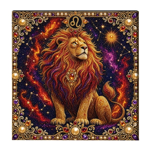 DIY Zodiac Diamond Painting Art Kit, 12 Zodiac Options Diamond Painting Kit with Pre-Printed Canvas & Rhinestone Gems, Relaxing Craft Hobby for Zodiac & Astrology Fans (Leo)