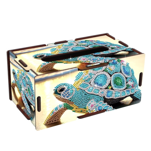 DIY diamond painting kit tissue box, turtle special shape with shiny diamonds, suitable for home and office decoration, can be used as an adult craft gift.