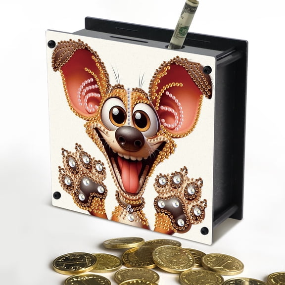 DIY diamond painting piggy bank kit, quirky animal sticker diamond craft piggy bank, creative crystal sticker diamond handmade gift, suitable for decoration and storage, holiday gift recommendation