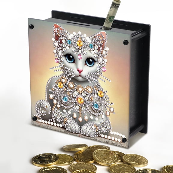 DIY diamond painting piggy bank kit, rose applique diamond craft piggy bank, creative crystal applique diamond handmade gift, suitable for decoration and storage, holiday gift recommendation