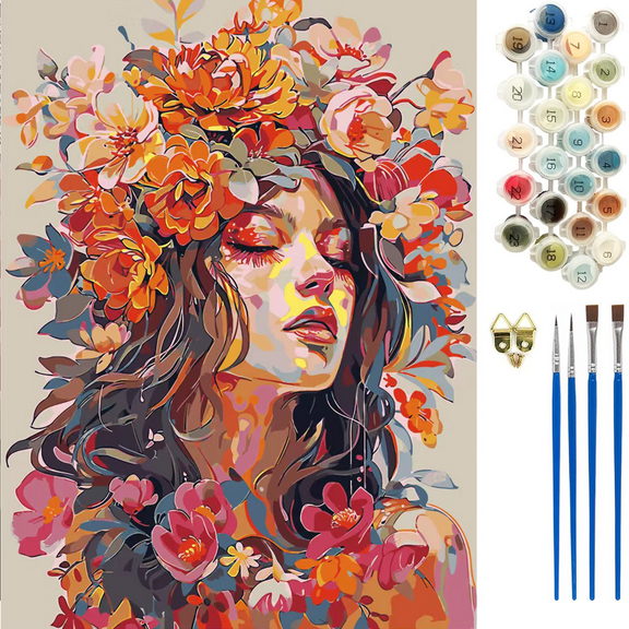 Qoosea Paint by Numbers Kit for Adults, Canvas for Painting Crafts DIY with Paint Brushes, Acrylic Paint Set for Beginners, Home Decor Wall Decor 16 * 20 inch