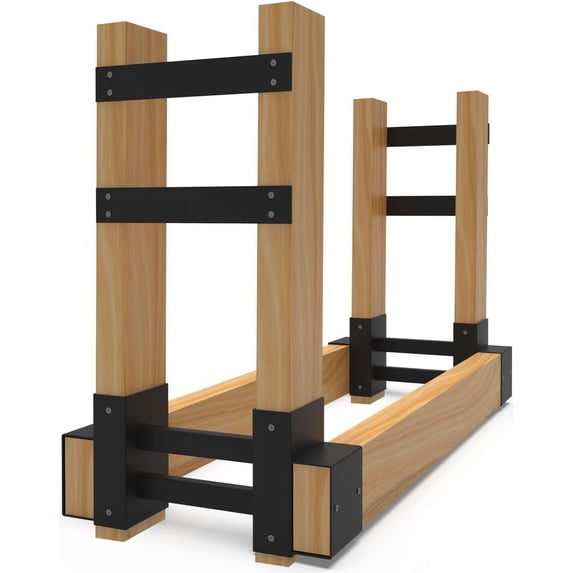 DIY metal firewood storage bracket kit adjustable log stacking stand ...