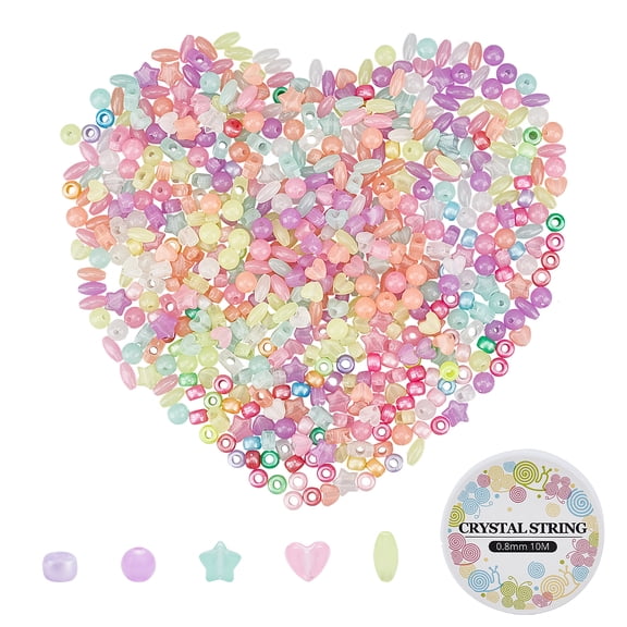 DIY s Day Gift Stretch Bracelets Making Kits include Plastic Beads and Elastic Thread Mixed Shapes Colorful Beads: 600pcs/set