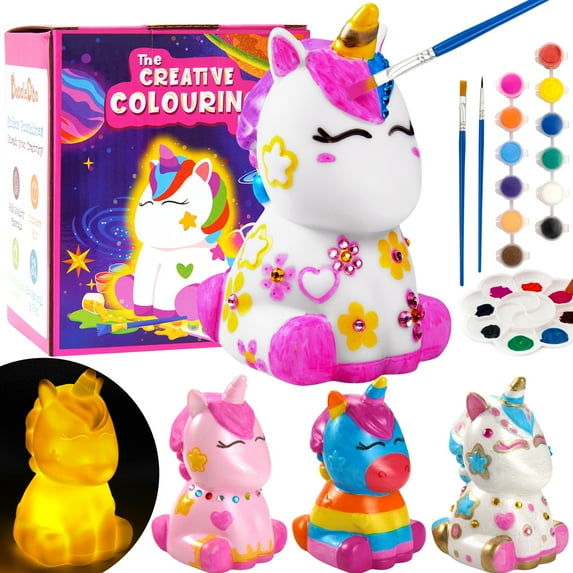 DIY your own unicorn lamp kit, unicorn lamp painting kit craft set, art supplies art and crafts birthday, party gifts for girls and boys to collect dolls