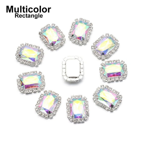 DIY wedding Decor Clothing Garment Decorative Love Heart Round Sparkling Crystal Sewing Button Scrapbooking Acrylic Rhinestone MULTICOLOR RECTANGLE