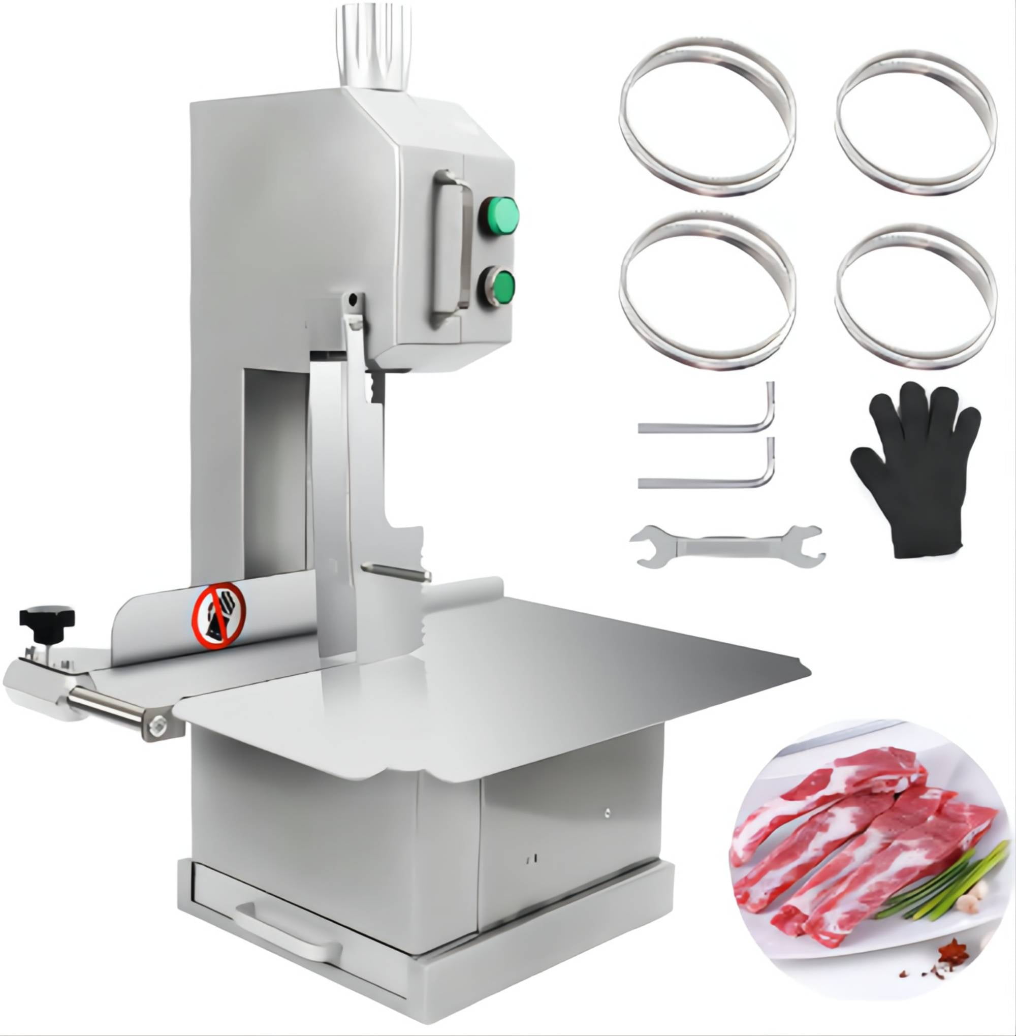 Techtongda Electric Table Meat Bone Saw Cutter Slicer Bone Sawing Machine  with 2 Saw Blades 