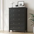 thumbnail image 1 of DIYART 5 Drawer Dresser for Bedroom, 42" Tall Chest of Drawers with Golden Handles, Modern Wooden Bedroom Storage Cabinet for Living Room and Closet, Black, 1 of 7