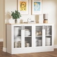 thumbnail image 1 of DIYART 53.1" W White Sideboard Buffet Cabinet with 4 Fluted Glass Doors, Accent Coffee Bar Cabinet, Kitchen Cabinet for Living Room, Kitchen or Hallway, 1 of 7