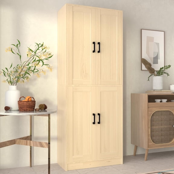 DIYART Oak Kitchen Pantry Cabinet, 71" Tall Kitchen Storage Cabinet with doors, Kitchen Pantry Hutch with Storage for Kitchen, Dining Room