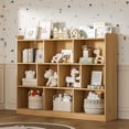 thumbnail image 1 of DIYART Oak Wood Bookcase with 3 Tier Open Shelves, 10-Cube Storage Shelf, 55.1" W x 42.5" H, 1 of 7