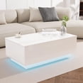 thumbnail image 1 of DIYART White High Glossy Coffee Table, led Coffee Table with 2 Drawers, Modern Coffee Table for Living Room, Coffee Table with LED, 1 of 8