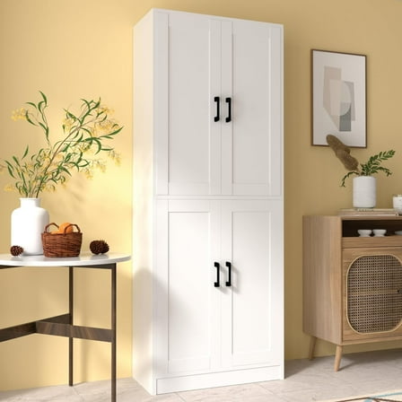 DIYART White Kitchen Pantry Cabinet, 71" Tall Kitchen Storage Cabinet with doors, Kitchen Pantry Hutch with Storage for Kitchen, Dining Room