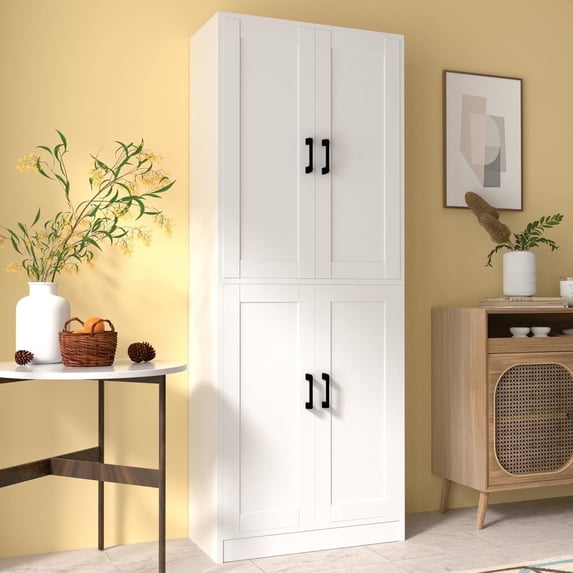 DIYART White Kitchen Pantry Cabinet, 71" Tall Kitchen Storage Cabinet with doors, Kitchen Pantry Hutch with Storage for Kitchen, Dining Room