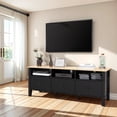 thumbnail image 1 of DIYART Wooden TV Stand, Entertainment Center for TVs Up to 65", Modern Media Console with 3 Cabinets, TV Console for Living Room Bedroom, Black, 1 of 9
