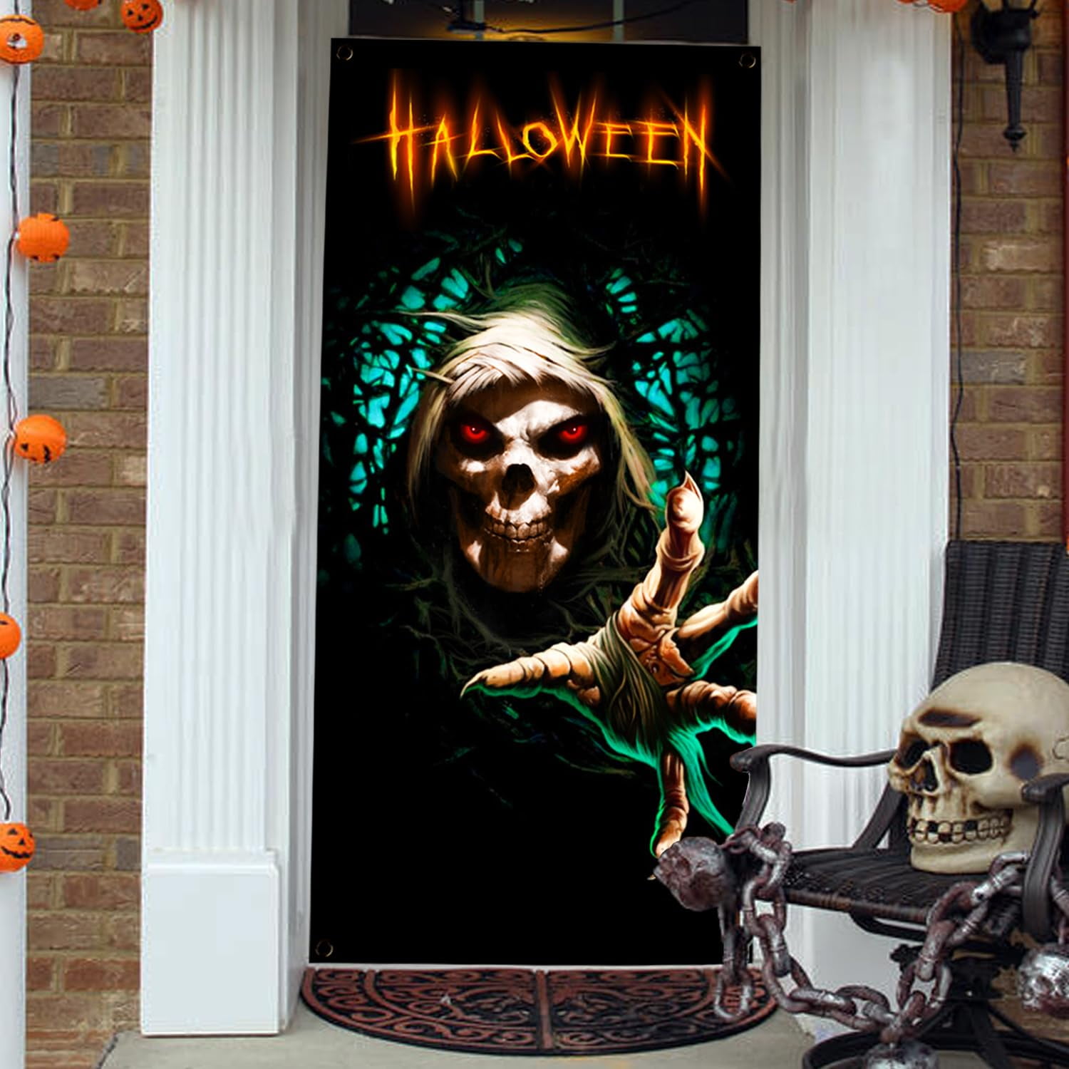 DIYASY Halloween Door Cover, Front Door Covers Decoraions Fabric for