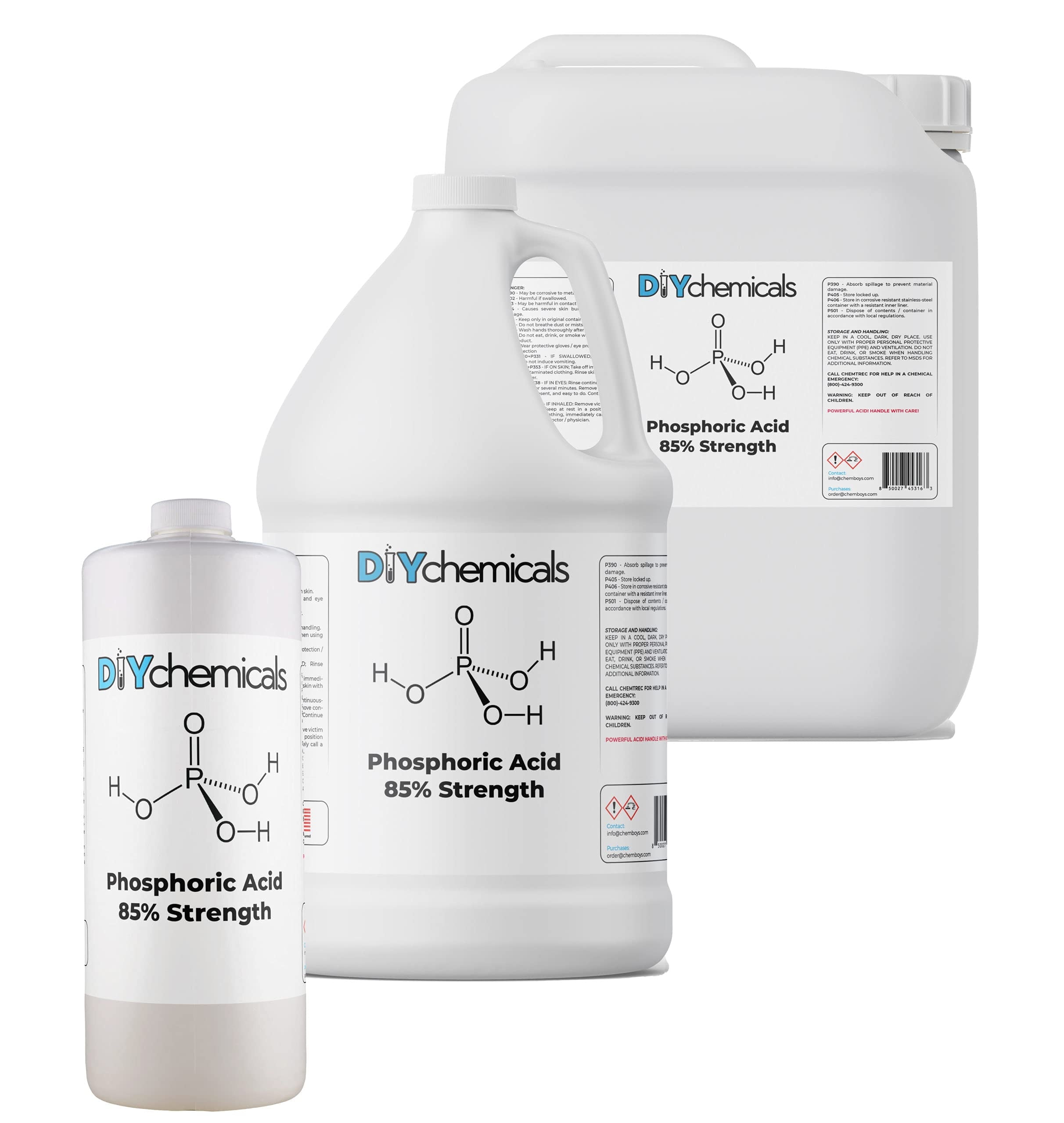 DIYChemicals Phosphoric Acid 85 Rust Remover, Wood Stain Remover, pH