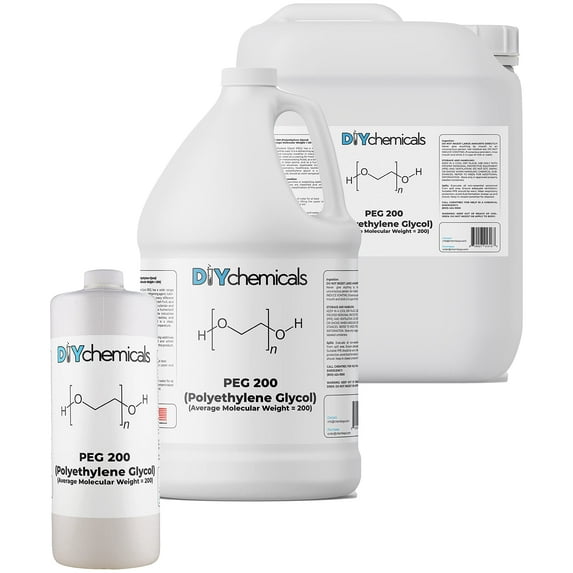 DIYChemicals Polyethylene Glycol PEG 200 for Industrial Manufacturing, Fog Machines, DIY Products, Antifreeze, Solvent, Humectant - Odorless, Bulk Industrial Grade - 15 Gal