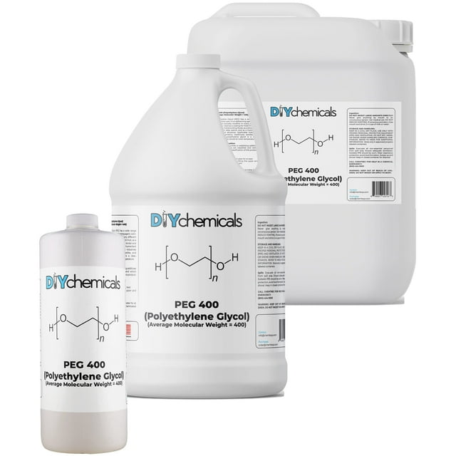 DIYChemicals Polyethylene Glycol PEG 400 for Industrial Manufacturing, Fog Machines, Antifreeze, Solvent, Humectant - Non-Toxic, Odorless, Bulk - 5 Gallon