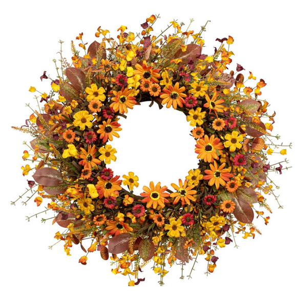DIYFLORU Store 22 Inches Fall Wreaths for Front Door Rustic Autumn Wreath Farmhouse Fall Floral Wreath for Wall Window Porch Decor